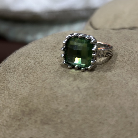 Women Silver Zircon Peridot Moonstone Wedding Jewelry Band Ring Size 8 - Picture 7 of 8